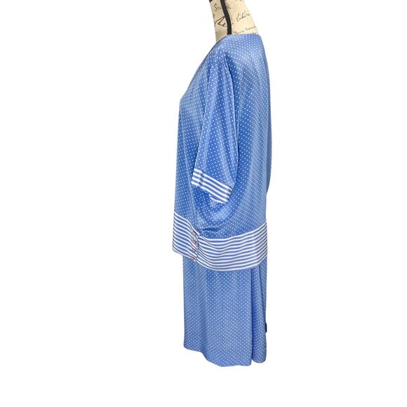 Vintage 80s Lady Carol Blue & White Polka Dot Nautical Skirt Set Size 18 - Picture 3 of 12